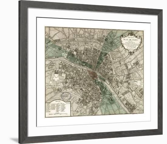 Plan de Paris-Vintage Reproduction-Framed Giclee Print