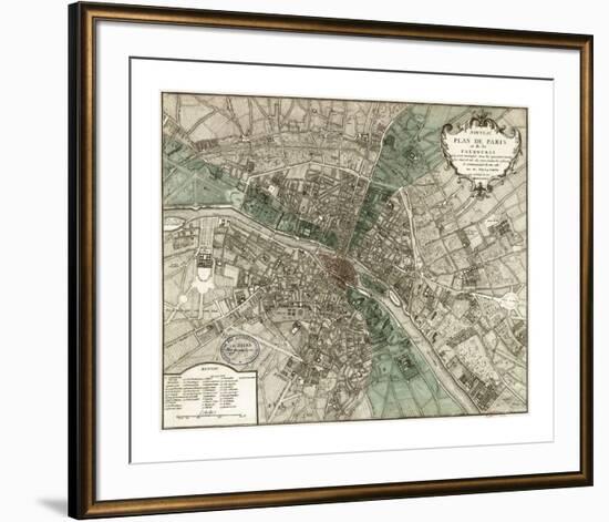 Plan de Paris-Vintage Reproduction-Framed Giclee Print