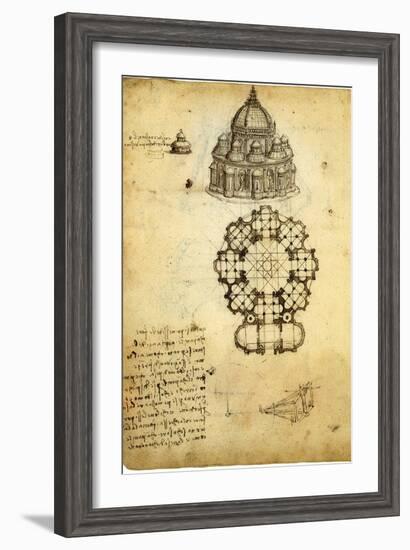 Plan for Domed Church-Leonardo da Vinci-Framed Giclee Print