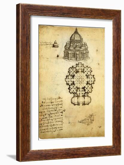 Plan for Domed Church-Leonardo da Vinci-Framed Giclee Print