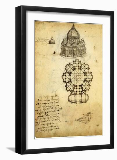 Plan for Domed Church-Leonardo da Vinci-Framed Giclee Print