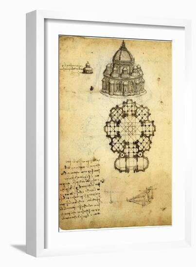 Plan for Domed Church-Leonardo da Vinci-Framed Giclee Print