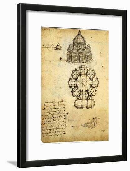 Plan for Domed Church-Leonardo da Vinci-Framed Giclee Print