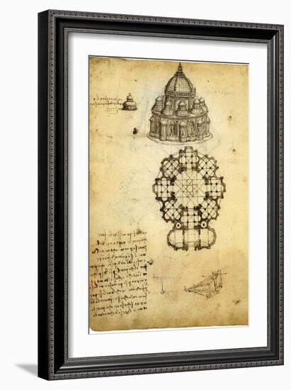 Plan for Domed Church-Leonardo da Vinci-Framed Giclee Print