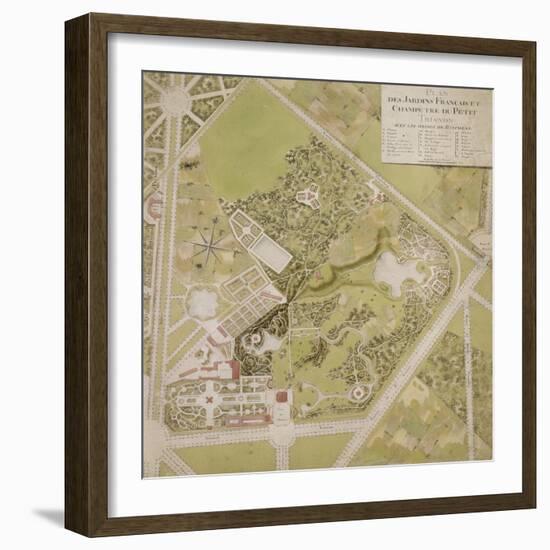 Plan général des jardins français et champêtre du Petit Trianon avec les masses des bâtiments-Richard Mique-Framed Giclee Print