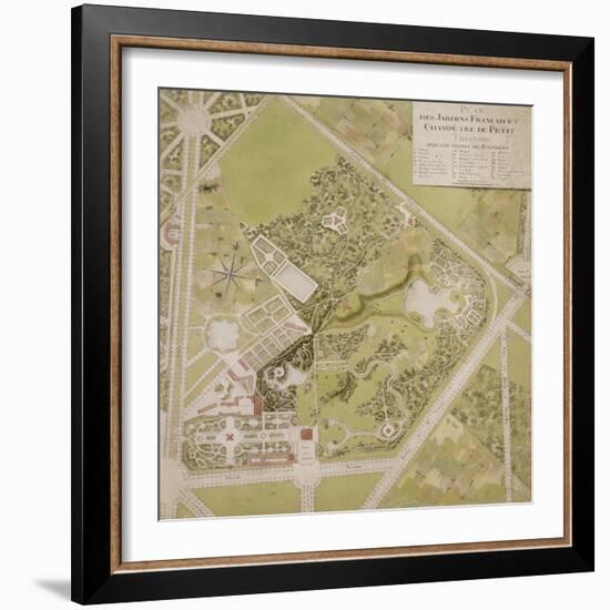 Plan général des jardins français et champêtre du Petit Trianon avec les masses des bâtiments-Richard Mique-Framed Giclee Print