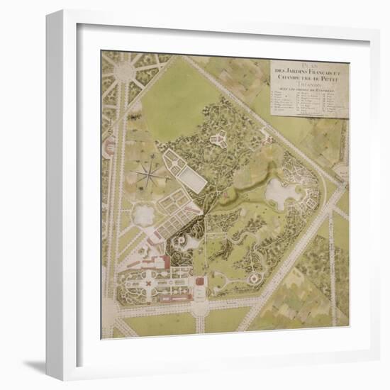 Plan général des jardins français et champêtre du Petit Trianon avec les masses des bâtiments-Richard Mique-Framed Giclee Print