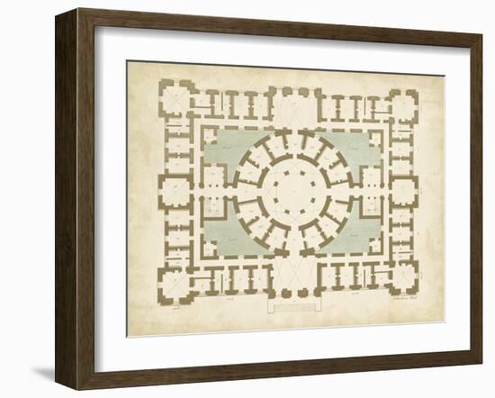 Plan in Taupe & Spa II-Vision Studio-Framed Art Print