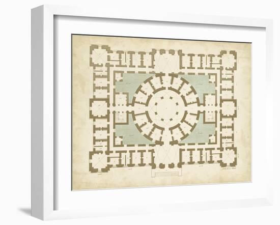 Plan in Taupe & Spa II-Vision Studio-Framed Art Print