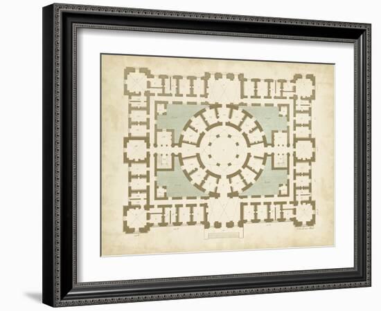 Plan in Taupe & Spa II-Vision Studio-Framed Art Print