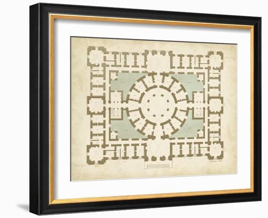 Plan in Taupe & Spa II-Vision Studio-Framed Art Print