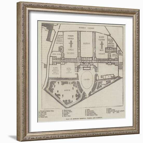 Plan of Bethlem Hospital, Wards, and Gardens-null-Framed Giclee Print