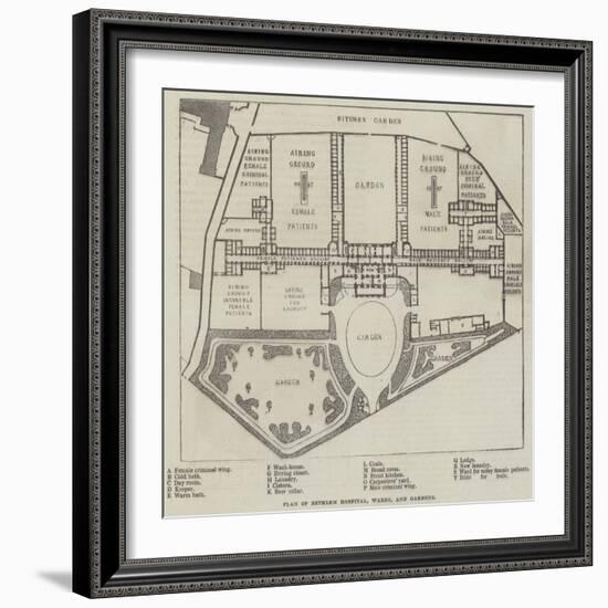 Plan of Bethlem Hospital, Wards, and Gardens-null-Framed Giclee Print