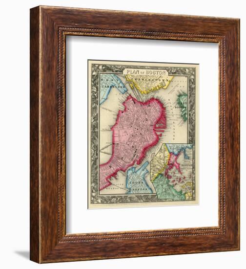 Plan of Boston, c.1860-Samuel Augustus Mitchell-Framed Art Print