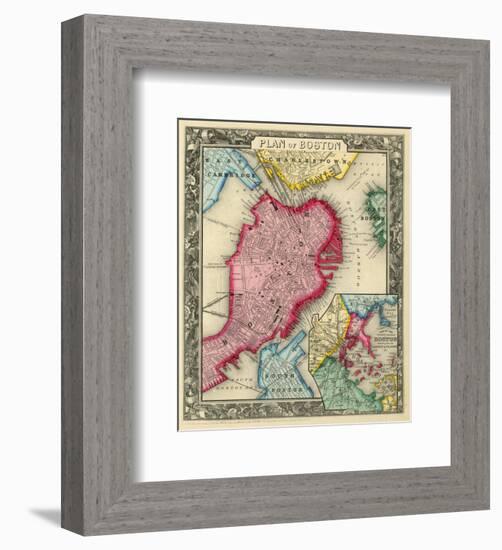 Plan of Boston, c.1860-Samuel Augustus Mitchell-Framed Art Print