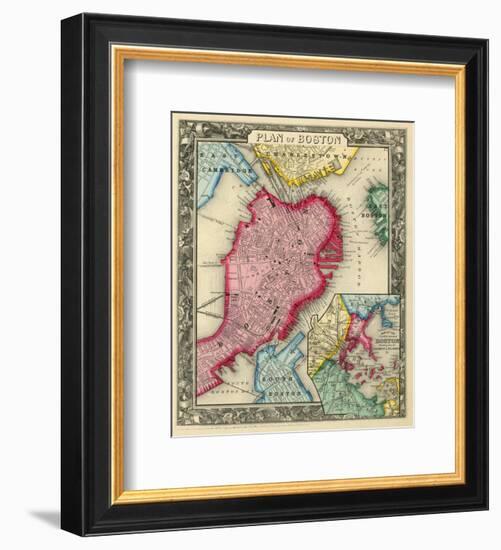 Plan of Boston, c.1860-Samuel Augustus Mitchell-Framed Art Print