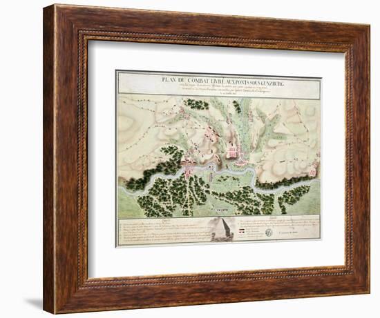 Plan of Events at the Battle of Gunzburg Between Austrian and French Troops in 1805, 1808-null-Framed Giclee Print