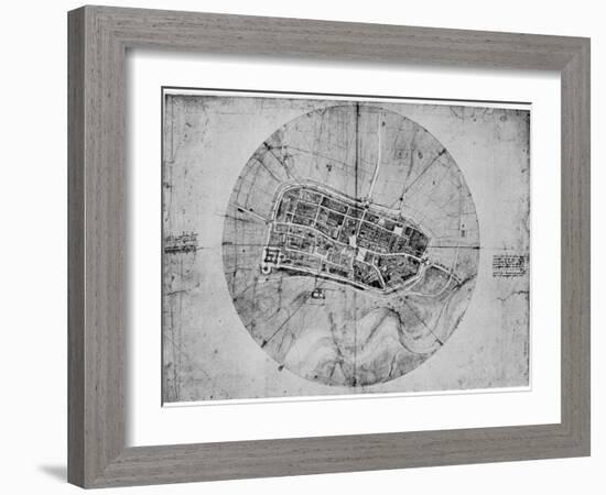 Plan of Imola, Italy, C1502-Leonardo da Vinci-Framed Giclee Print