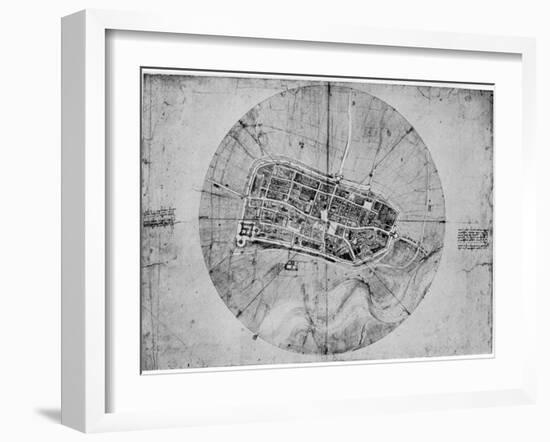 Plan of Imola, Italy, C1502-Leonardo da Vinci-Framed Giclee Print