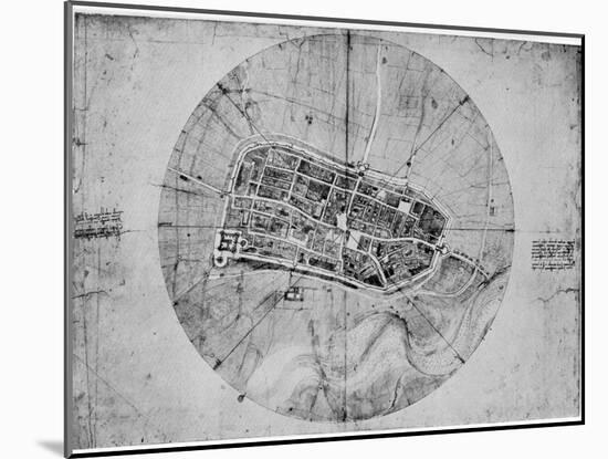 Plan of Imola, Italy, C1502-Leonardo da Vinci-Mounted Giclee Print