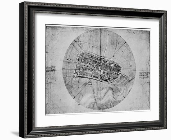 Plan of Imola, Italy, C1502-Leonardo da Vinci-Framed Giclee Print