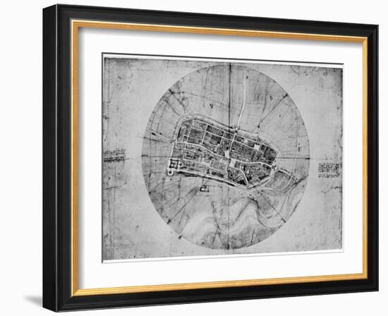 Plan of Imola, Italy, C1502-Leonardo da Vinci-Framed Giclee Print