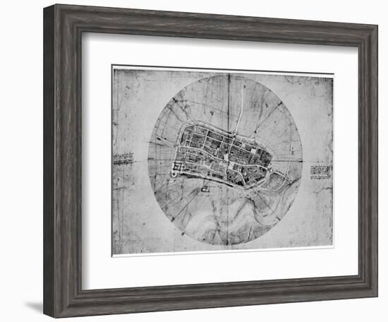 Plan of Imola, Italy, C1502-Leonardo da Vinci-Framed Giclee Print