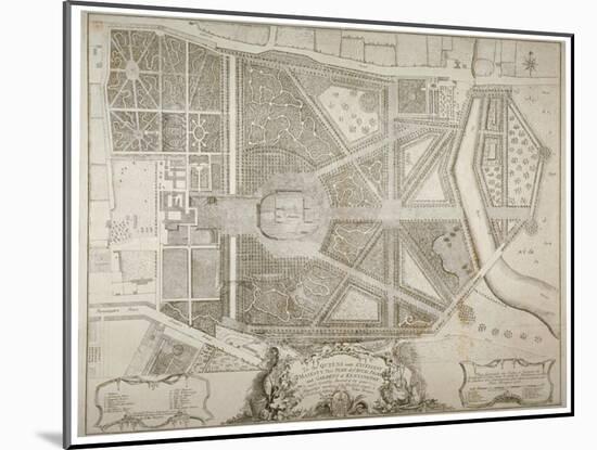 Plan of Kensington Palace and Gardens, London, 1736-John Rocque-Mounted Giclee Print