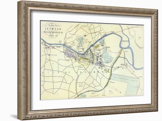 Plan of Lucknow showing Operations in 1857-58, pub. by William Mackenzie, c.1860-null-Framed Giclee Print