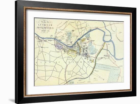 Plan of Lucknow showing Operations in 1857-58, pub. by William Mackenzie, c.1860-null-Framed Giclee Print