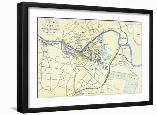 Plan of Lucknow showing Operations in 1857-58, pub. by William Mackenzie, c.1860-null-Framed Giclee Print