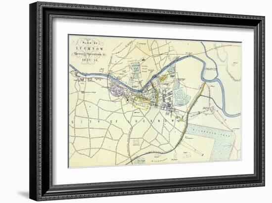 Plan of Lucknow showing Operations in 1857-58, pub. by William Mackenzie, c.1860-null-Framed Giclee Print