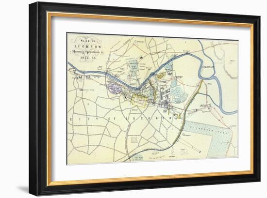 Plan of Lucknow showing Operations in 1857-58, pub. by William Mackenzie, c.1860-null-Framed Giclee Print