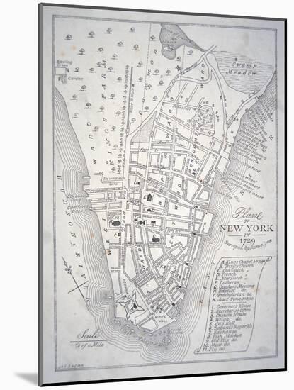 Plan of New York in 1729 (Litho)-English-Mounted Giclee Print