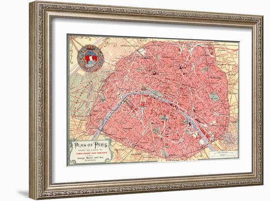 "Plan of Paris" French Map from the 1800s-Piddix-Framed Art Print