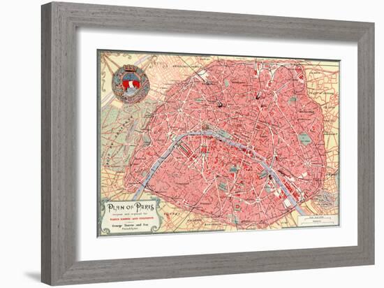 "Plan of Paris" French Map from the 1800s-Piddix-Framed Art Print