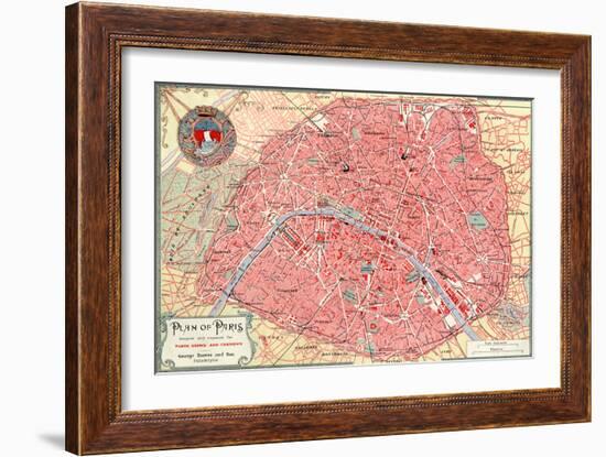 "Plan of Paris" French Map from the 1800s-Piddix-Framed Art Print