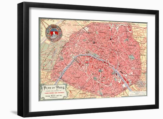 "Plan of Paris" French Map from the 1800s-Piddix-Framed Art Print