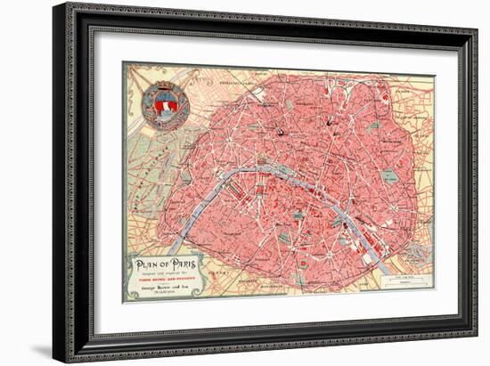 "Plan of Paris" French Map from the 1800s-Piddix-Framed Art Print