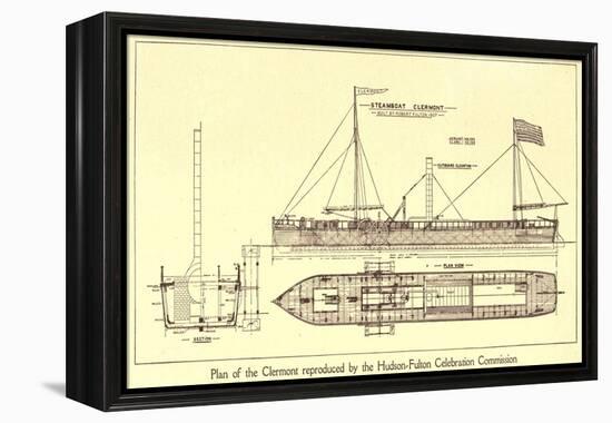 Plan of Robert Fulton's First Steamboat the Clermont Built in 1807. Hudsonfultoncele00statuoft_0055-null-Framed Stretched Canvas