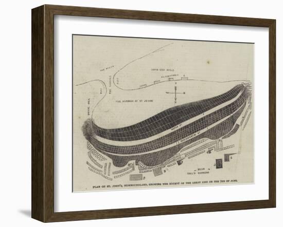 Plan of St John'S, Newfoundland, Showing the Extent of the Great Fire on the 9 June-null-Framed Giclee Print