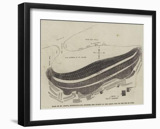 Plan of St John'S, Newfoundland, Showing the Extent of the Great Fire on the 9 June-null-Framed Giclee Print