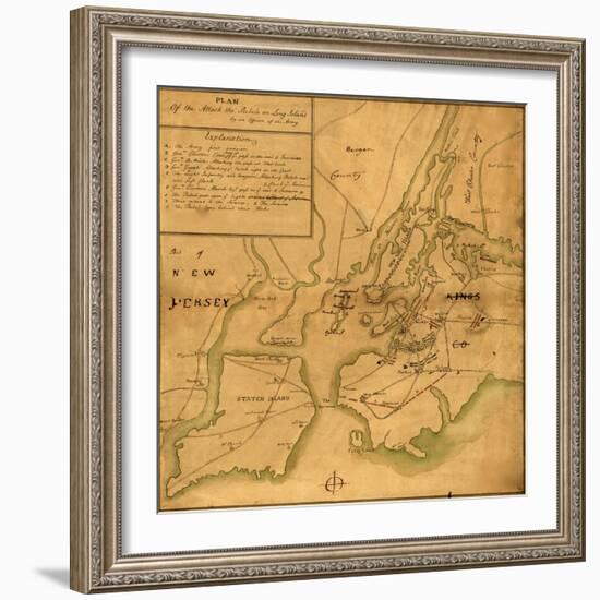 Plan of the attack the rebels on Long Island-Anonymous-Framed Art Print