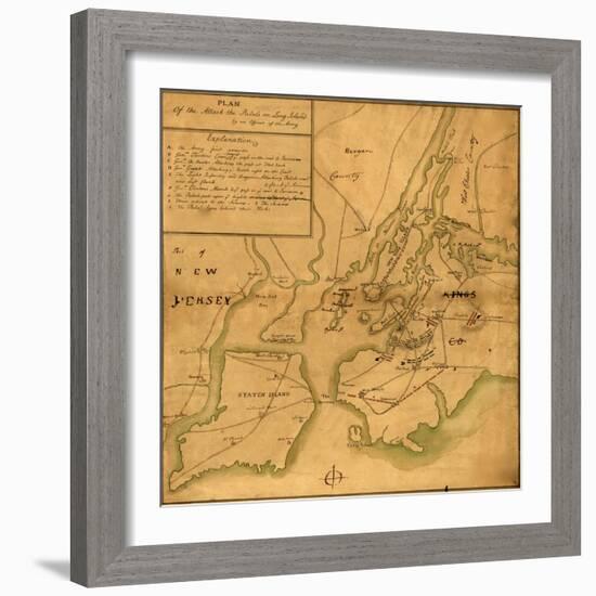 Plan of the attack the rebels on Long Island-Anonymous-Framed Art Print