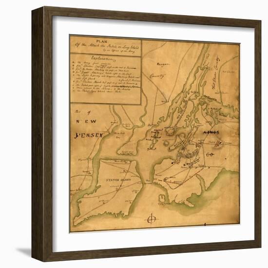 Plan of the attack the rebels on Long Island-Anonymous-Framed Art Print