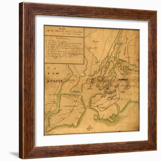 Plan of the attack the rebels on Long Island-Anonymous-Framed Art Print