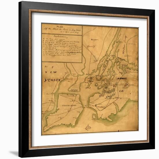 Plan of the attack the rebels on Long Island-Anonymous-Framed Art Print