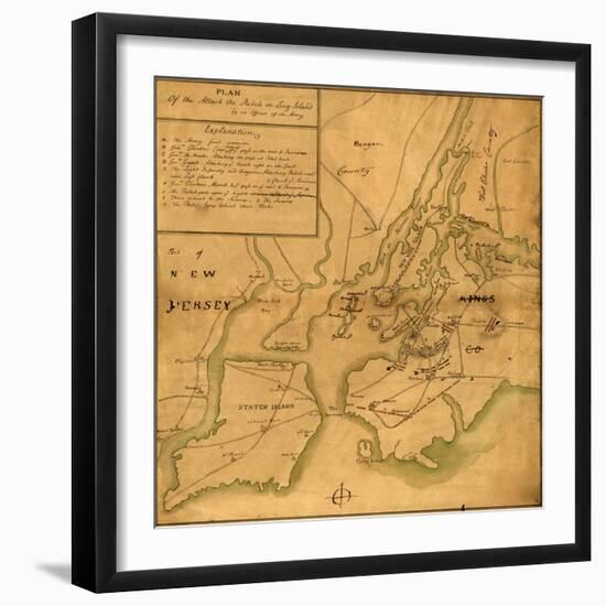 Plan of the attack the rebels on Long Island-Anonymous-Framed Art Print