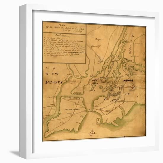 Plan of the attack the rebels on Long Island-Anonymous-Framed Art Print