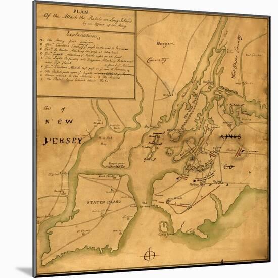 Plan of the attack the rebels on Long Island-Anonymous-Mounted Art Print